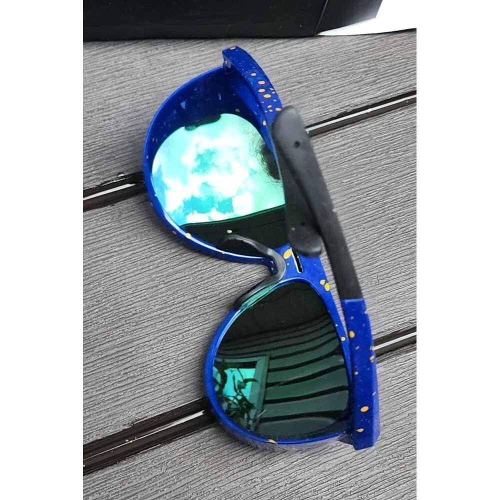 Feisedy Oversized Blue Round Side Shield Sunglasses Goggles NEW with labels